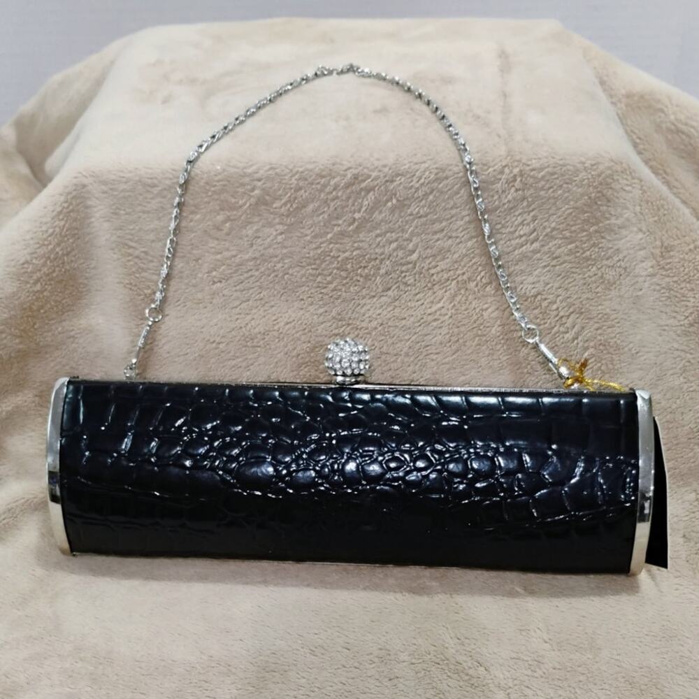 Joymax Faux Alligator Clutch Evening Purse with Chain NWT